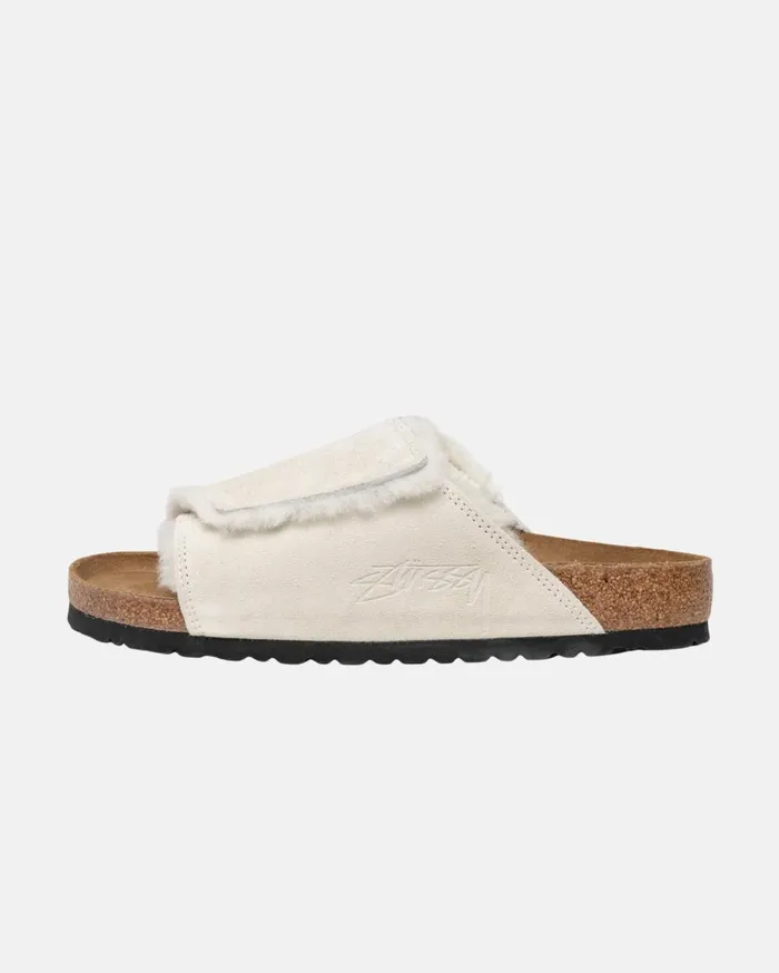 Accessories MenWomen Stussy STSSY U0026 BIRKENSTOCK SOLANA SHEARLING SLIDE Bone