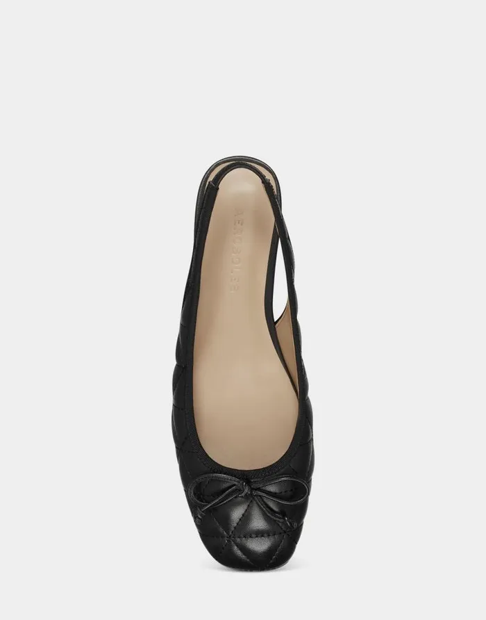 Aerosoles Comfortable Women039s Ballet In Black Genuine Leather Black Quilted Women Ballet