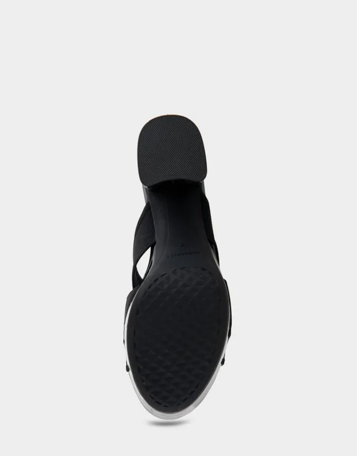 Aerosoles Comfortable Women039s Elastic Slide Platform Sandal In Black Elastic Elastic Fabric Black Elastic Women Platforms
