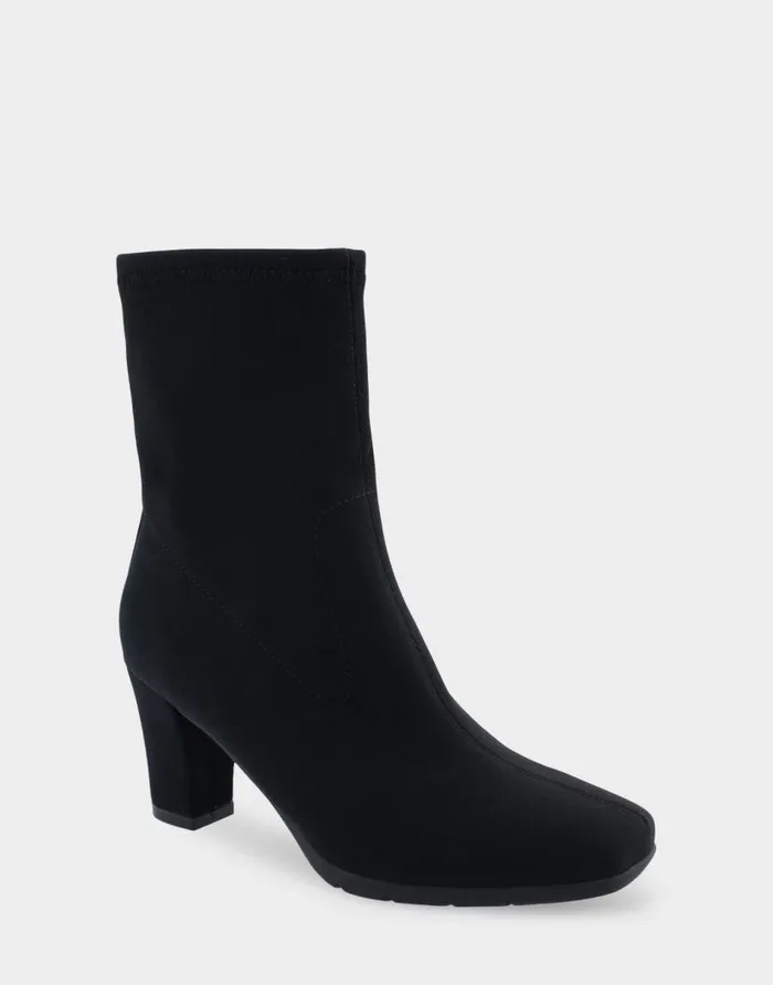 Aerosoles Comfortable Women039s Heeled Ankle Boot In Black Stretch Gabardine Fabric Black Stretch Gabardine Fabric Women Ankle Boots