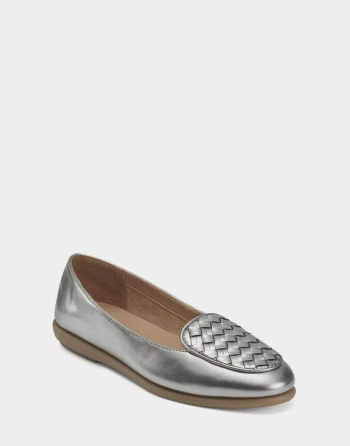 Aerosoles Comfortable Women039s Loafer In Silver Faux Leather Silver Faux Leather Women Dress
