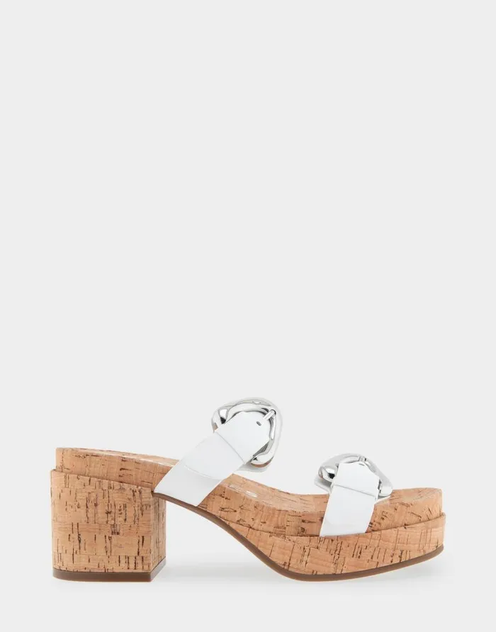 Aerosoles Comfortable Women039s Molded Footbed Platform Slide Sandal In White Leather White Leather Women Platforms