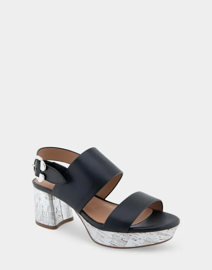 Aerosoles Comfortable Women039s Platform Sandal In Black Leather Combo Leather Black Leather Combo Women Platforms