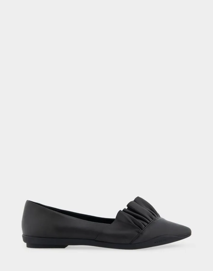 Aerosoles Comfortable Women039s Ruffled Point Toe Flat In Black Genuine Leather Black Genuine Leather Women Ballet Aerosoles Comfortable Women039s Ruffled Point Toe Flat In Black Genuine Leather Black Genuine Leather Women Ballet