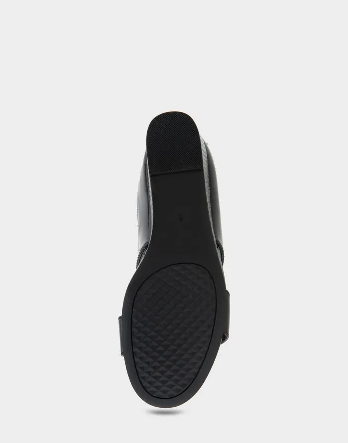 Aerosoles Comfortable Women039s Two Band Mid Wedge Slide Sandal In Black Patent Faux Leather Black Patent Faux Leather Women Dress
