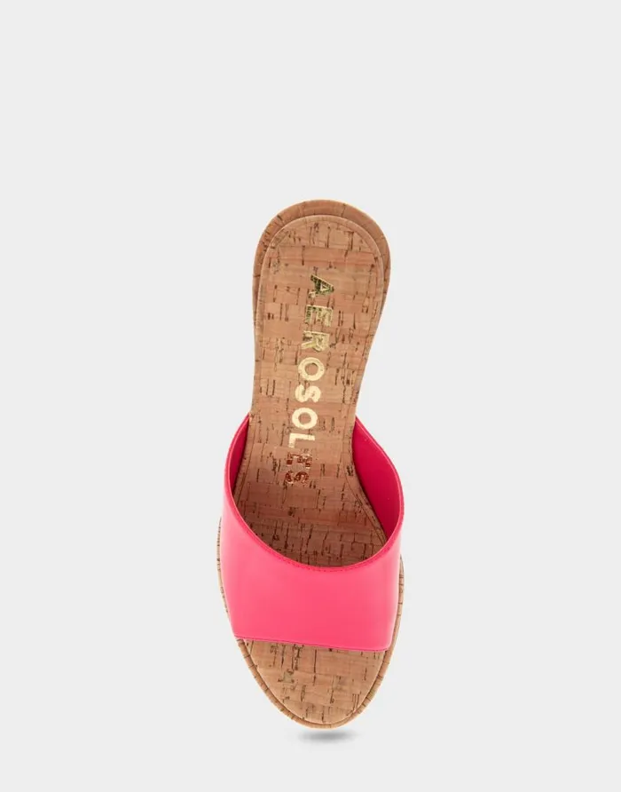 Aerosoles Comfortable Women039s Wedge Slide Sandal In Virtual Pink Patent Faux Leather Virtual Pink Patent Faux Leather Women Dress