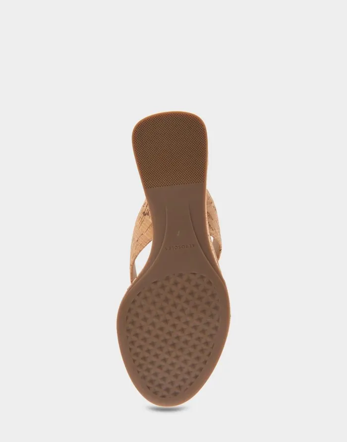 Aerosoles Comfortable Women039s Wedge Thong Sandal In Cork Cork Cork Women Wedges