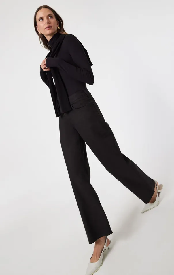 Alena Straight Leg In Black Luxe Twill Women Mavi Jeans Pants
