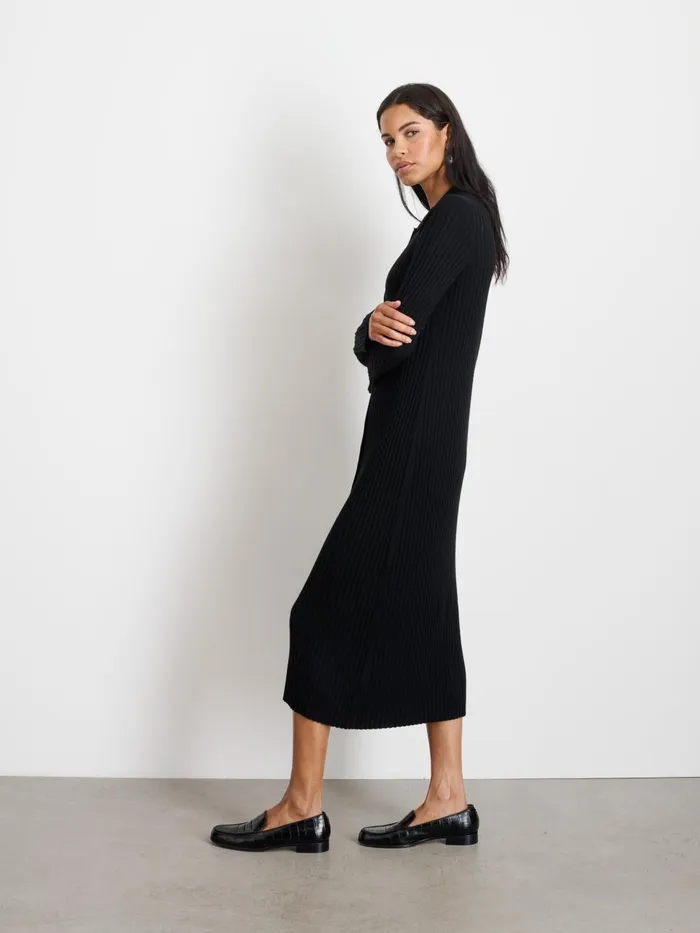 Alex Mill Dresses Skirts Women Long Sleeve Alice Ribbed Dress Black