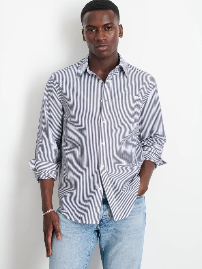 Alex Mill Shirts Men Mill Shirt In Striped Cotton Poplin Navywhite