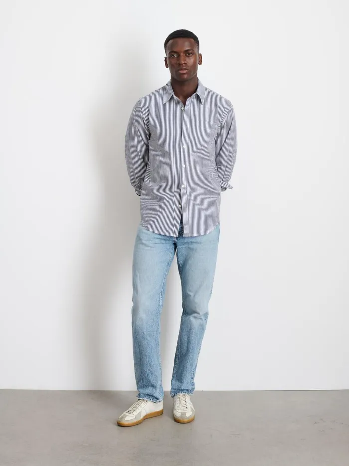 Alex Mill Shirts Men Mill Shirt In Striped Cotton Poplin Navywhite