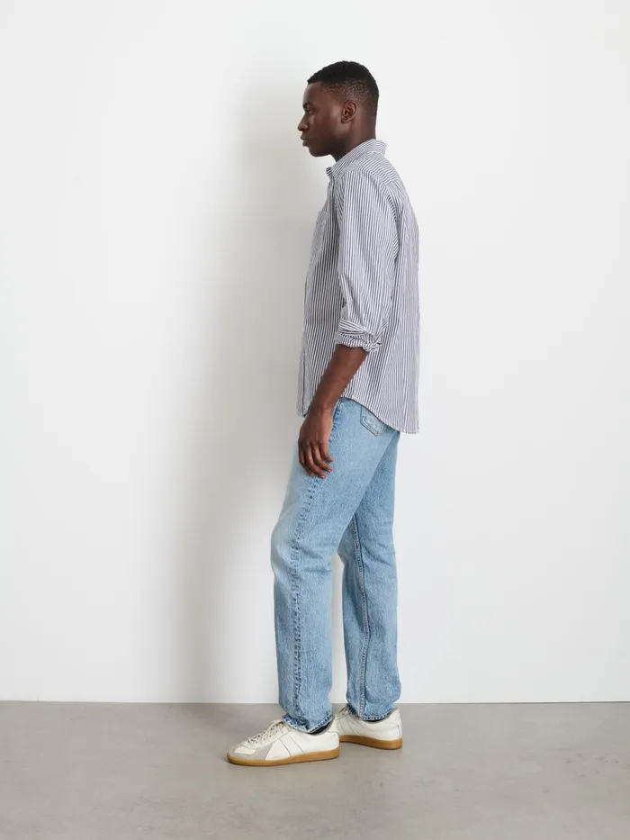 Alex Mill Shirts Men Mill Shirt In Striped Cotton Poplin Navywhite