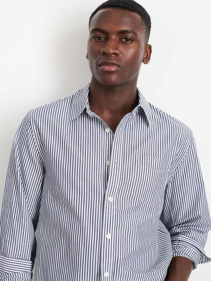 Alex Mill Shirts Men Mill Shirt In Striped Cotton Poplin Navywhite