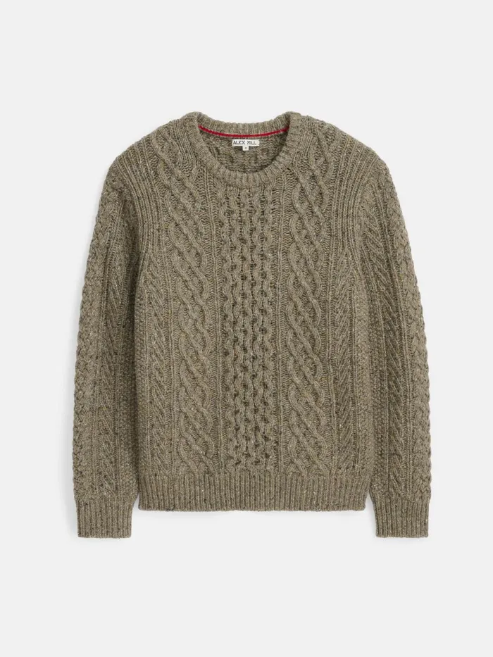 Alex Mill Sweaters Sweatshirts Men Donegal Fisherman Sweater Grassland