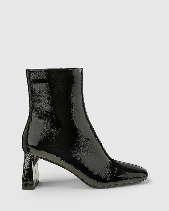 Ankle Boots Women DOTTIE Black Patent Ankle Boots NOVO Shoes