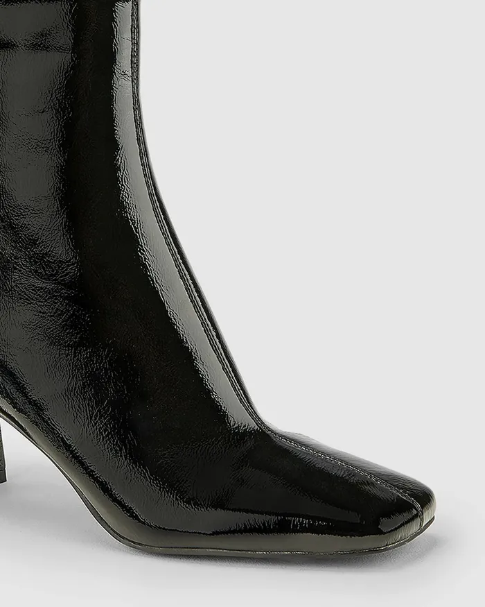 Ankle Boots Women DOTTIE Black Patent Ankle Boots NOVO Shoes