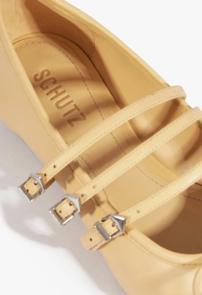 Arissa Strap Ballet Flat Beige Women Schutz Shoes Ballerinas
