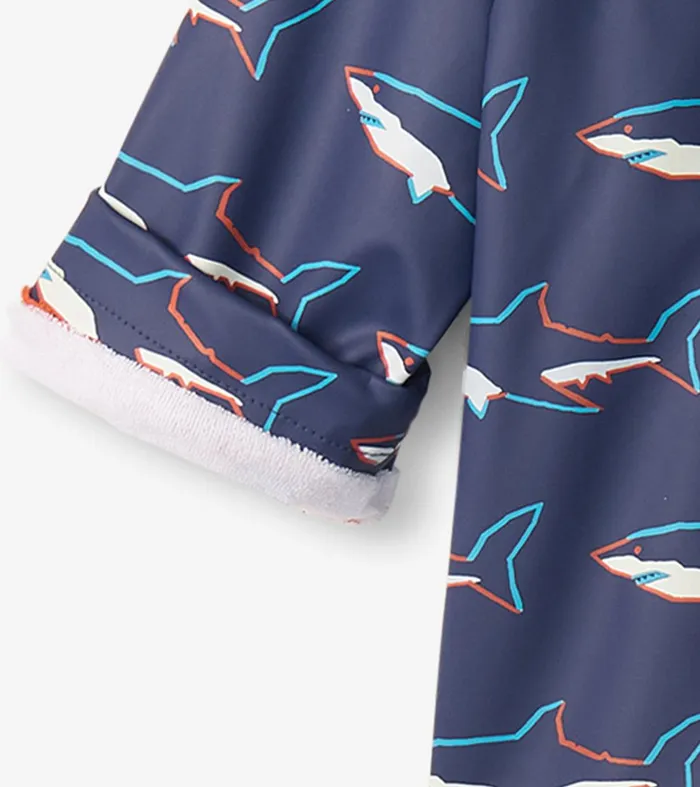 Baby and Toddler Boys Sharks ButtonUp Rain Jacket Hatley