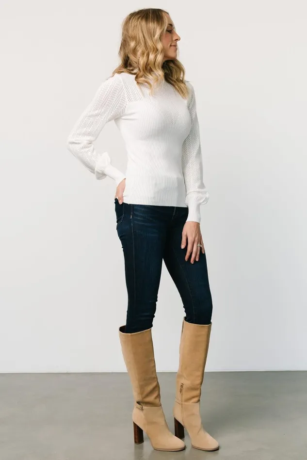 Baltic Born Blouses Shirts Women Kenzie Pointelle Sweater Top Off White Baltic Born Blouses Shirts Women Kenzie Pointelle Sweater Top Off White