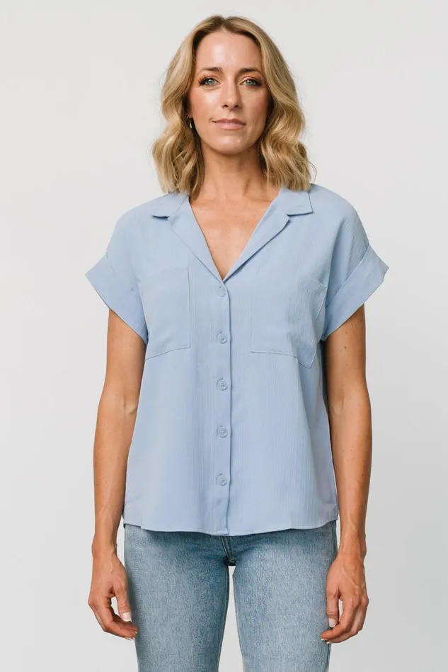 Baltic Born Blouses Shirts Women Shaylee Button Up Top Light Blue Baltic Born Blouses Shirts Women Shaylee Button Up Top Light Blue