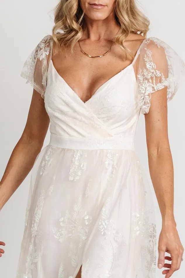Baltic Born Bridal Women Corinne Shimmer Maxi Gown Off White Baltic Born Bridal Women Corinne Shimmer Maxi Gown Off White