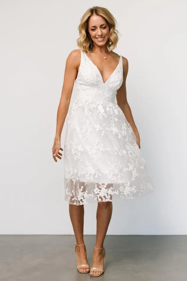 Baltic Born Bridal Women Dante Applique Midi Dress Off White Baltic Born Bridal Women Dante Applique Midi Dress Off White
