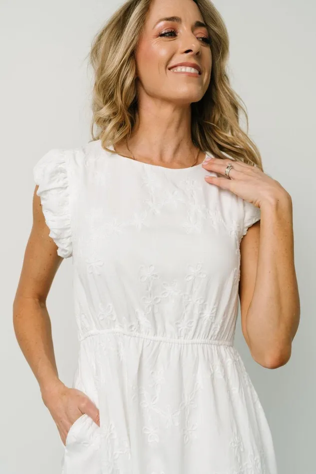 Baltic Born Bridal Women Odetta Embossed Midi Dress Off White