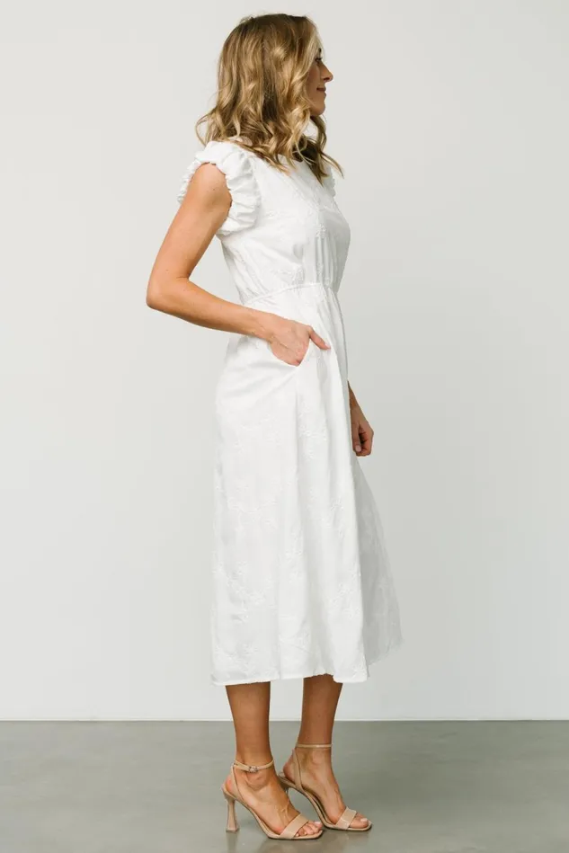 Baltic Born Bridal Women Odetta Embossed Midi Dress Off White