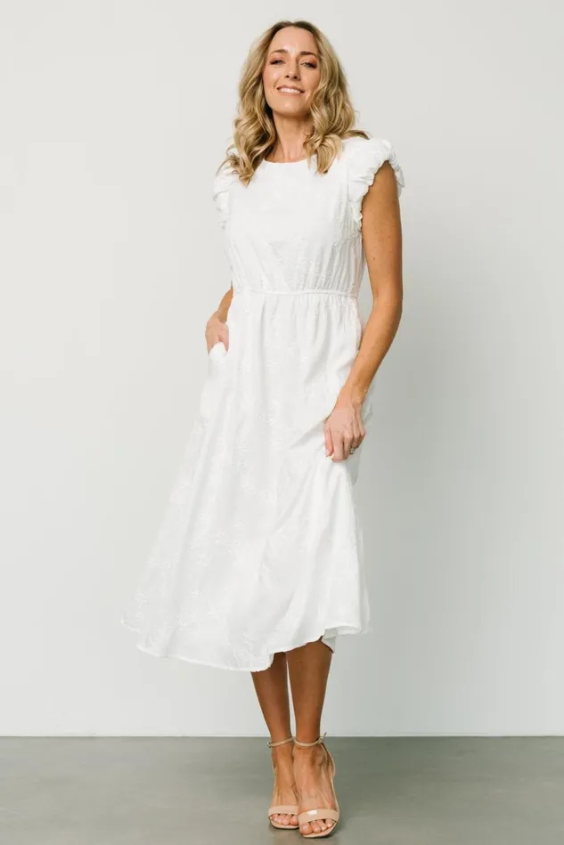 Baltic Born Bridal Women Odetta Embossed Midi Dress Off White