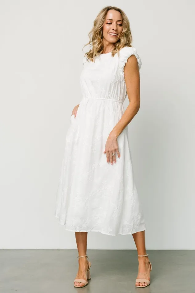 Baltic Born Bridal Women Odetta Embossed Midi Dress Off White