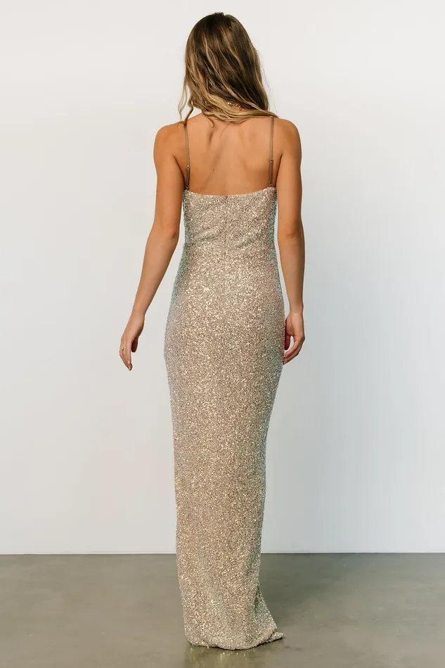 Baltic Born Embellished Sequin Women Melania Sequin Gown Natural Baltic Born Embellished Sequin Women Melania Sequin Gown Natural