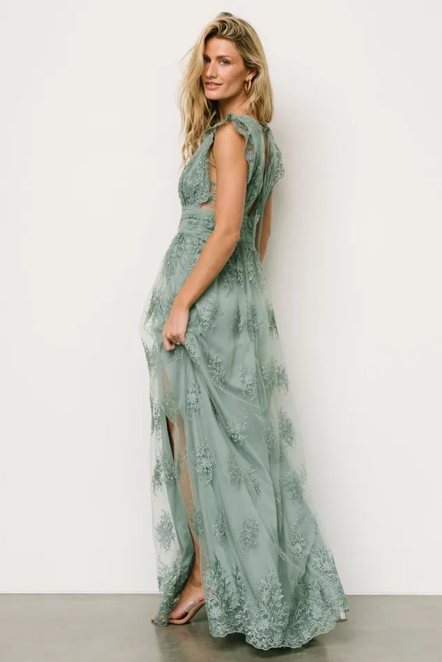 Baltic Born Embellished Sequin Women Rhea Tulle Maxi Dress Eucalyptus Baltic Born Embellished Sequin Women Rhea Tulle Maxi Dress Eucalyptus