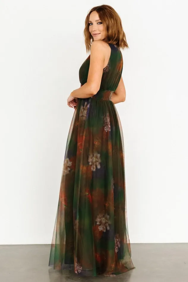 Baltic Born Maxi Dresses Women Kamila Tulle Maxi Dress Olive Multi Floral