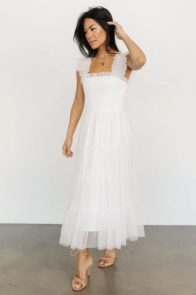 Baltic Born Midi Dresses Women Emma Smocked Tulle Dress Off White