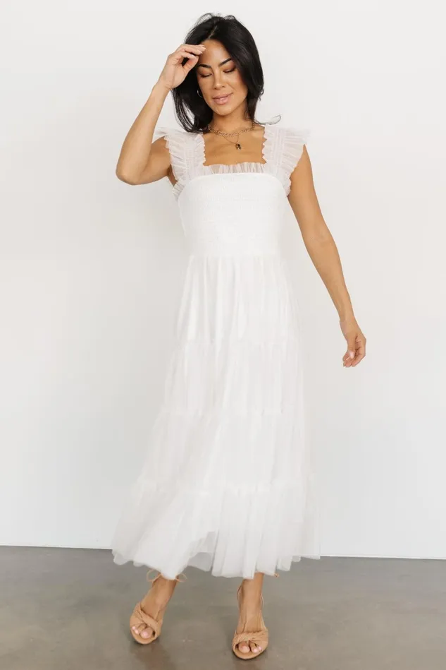 Baltic Born Midi Dresses Women Emma Smocked Tulle Dress Off White