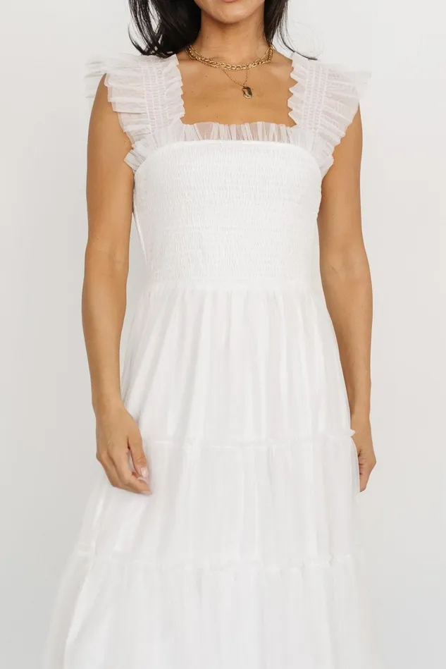 Baltic Born Midi Dresses Women Emma Smocked Tulle Dress Off White