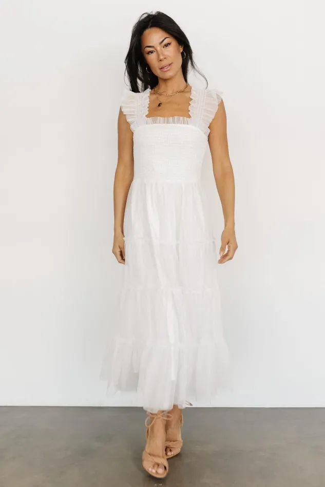 Baltic Born Midi Dresses Women Emma Smocked Tulle Dress Off White