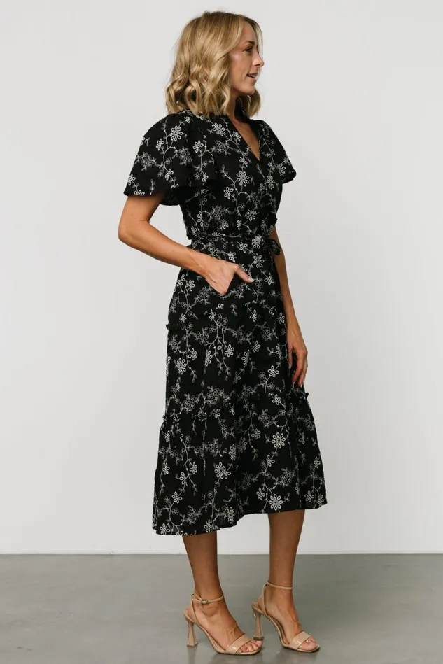 Baltic Born Midi Dresses Women Odeya Tiered Midi Dress Black White