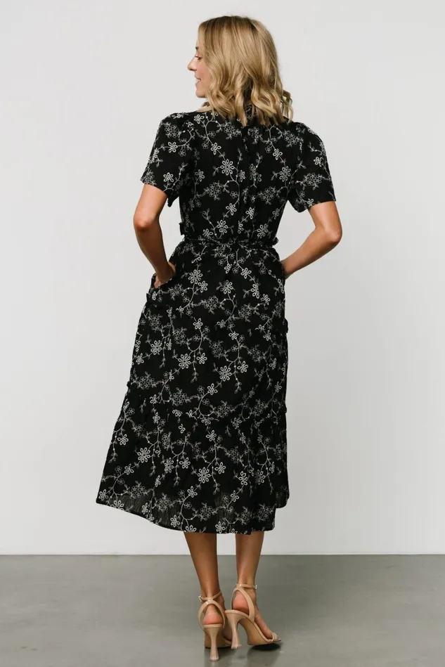 Baltic Born Midi Dresses Women Odeya Tiered Midi Dress Black White