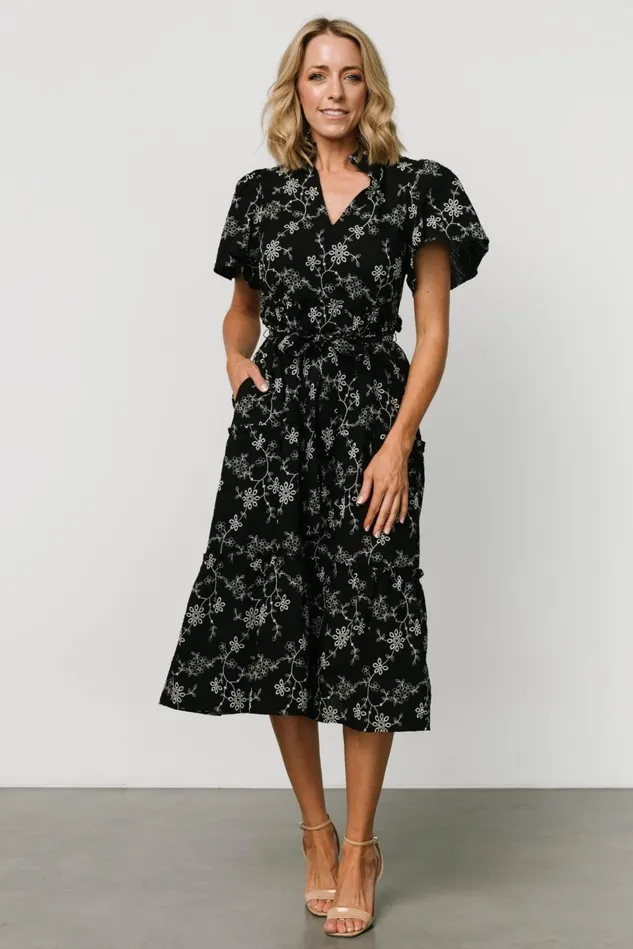 Baltic Born Midi Dresses Women Odeya Tiered Midi Dress Black White