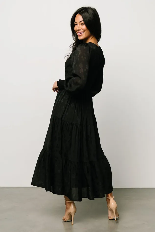 Baltic Born Midi Dresses Women Stockholm Smocked Dress Black