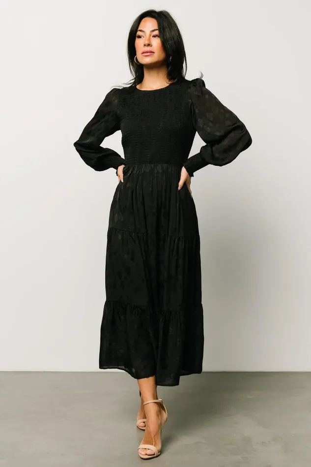Baltic Born Midi Dresses Women Stockholm Smocked Dress Black