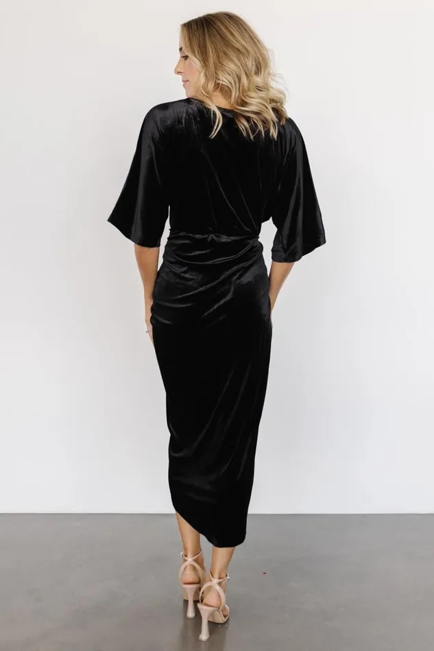 Baltic Born Mother Of The Bride Women Brendyn Ruched Velvet Dress Black