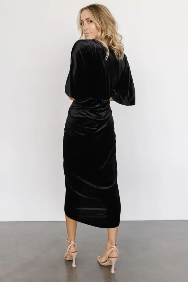 Baltic Born Mother Of The Bride Women Brendyn Ruched Velvet Dress Black