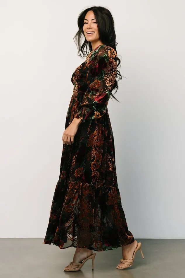 Baltic Born Mother Of The Bride Women Marlow Velvet Embossed Dress Black Multi Baltic Born Mother Of The Bride Women Marlow Velvet Embossed Dress Black Multi