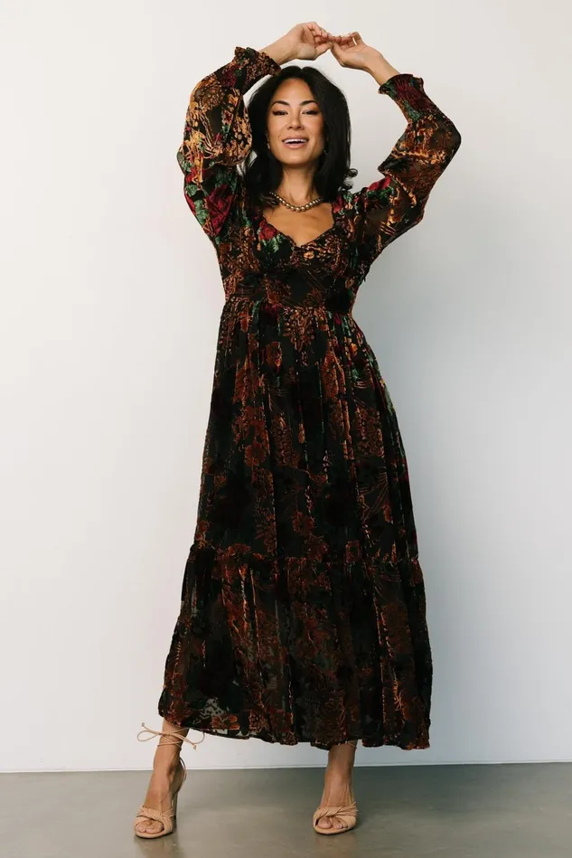 Baltic Born Mother Of The Bride Women Marlow Velvet Embossed Dress Black Multi Baltic Born Mother Of The Bride Women Marlow Velvet Embossed Dress Black Multi