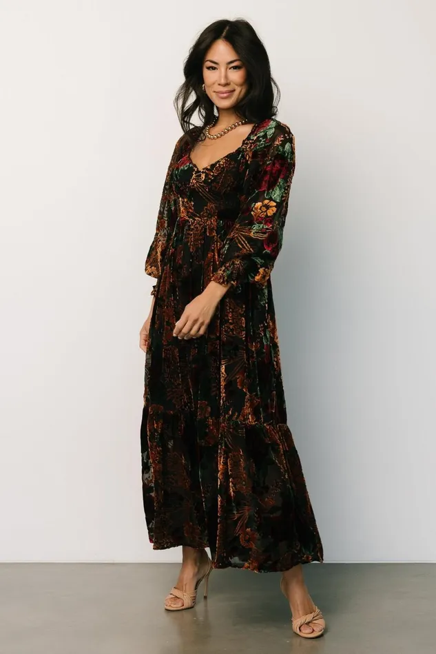 Baltic Born Mother Of The Bride Women Marlow Velvet Embossed Dress Black Multi Baltic Born Mother Of The Bride Women Marlow Velvet Embossed Dress Black Multi