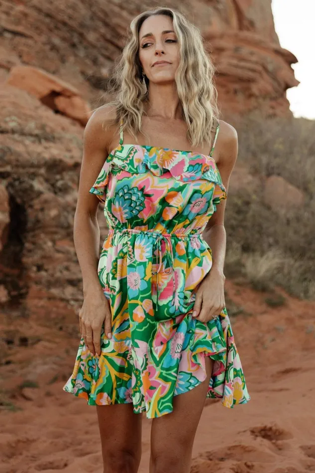 Baltic Born Short Dresses Women Braiden Short Dress Green Multi Floral