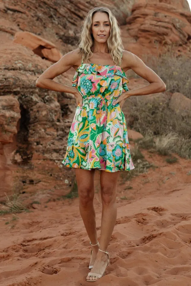 Baltic Born Short Dresses Women Braiden Short Dress Green Multi Floral