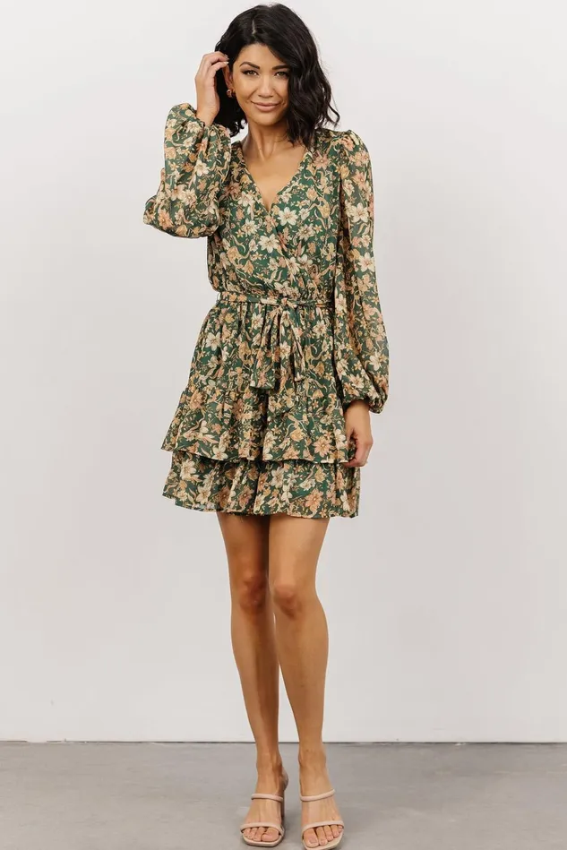 Baltic Born Short Dresses Women Shirley Ruffle Mini Dress Green Floral